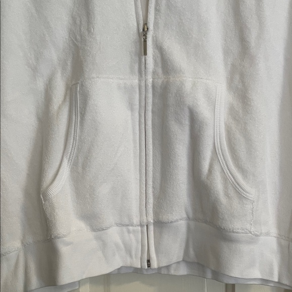 NWT Women's White Terry-Cloth Full-Zip Hoodie Size L - Picture 4 of 5